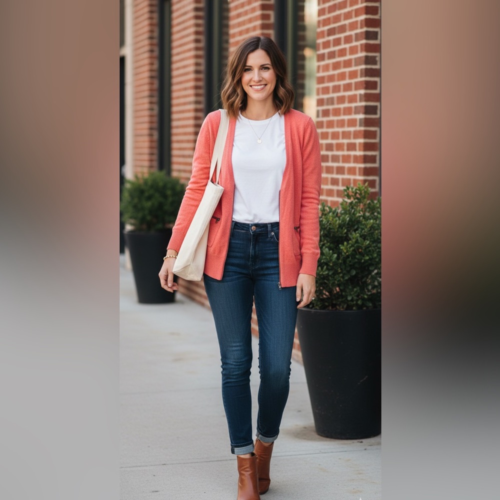 JCrew Coral Zip-up Cardigan